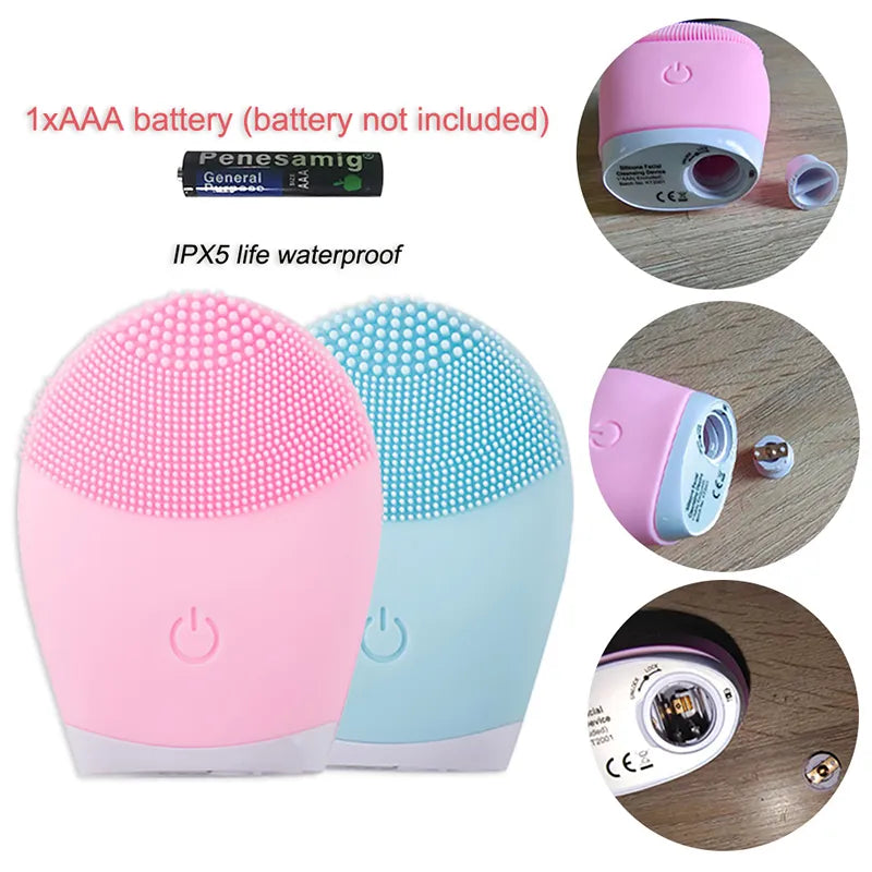 Electric Silicone Facial Cleansing Brush - Deep Pore Cleaning and Facial Massager